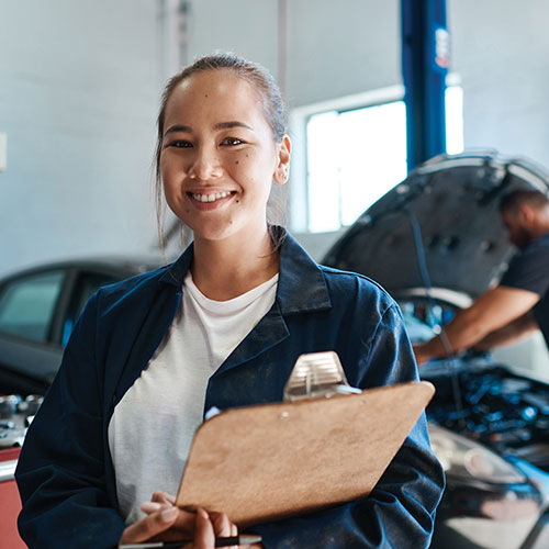 Woman with clipboard